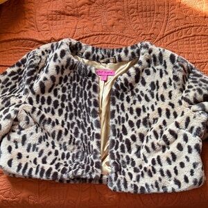 Betsey Johnson Brown and Cream Leopard Print 3/4 Sleeve Jacket